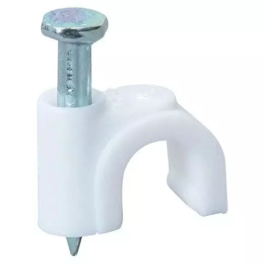 Elegant 6 mm White Plastic & Galvanized Metal Nail Casa Cable Clip — 200 clips