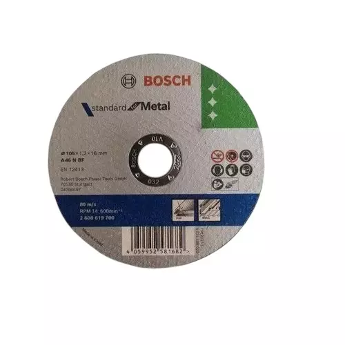 Bosch Cutting Disc 4 inch (105 mm) Diameter x 16 mm Bore Size x 1.2 mm Thickness for Metal Cutting, 2608619700 — 7 discs